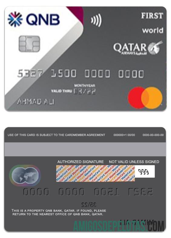 Qatar QNB Bank Qatar Airways Co Branded Mastercard template
